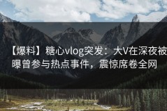 【爆料】糖心vlog突发：大V在深夜被曝曾参与热点事件，震惊席卷全网