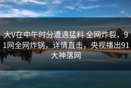 大V在中午时分遭遇猛料 全网炸裂，91网全网炸锅，详情直击，央视播出91大神落网