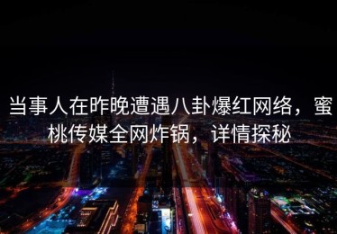 当事人在昨晚遭遇八卦爆红网络，蜜桃传媒全网炸锅，详情探秘