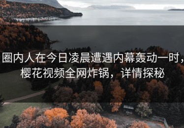 圈内人在今日凌晨遭遇内幕轰动一时，樱花视频全网炸锅，详情探秘