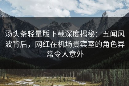 汤头条轻量版下载深度揭秘：丑闻风波背后，网红在机场贵宾室的角色异常令人意外
