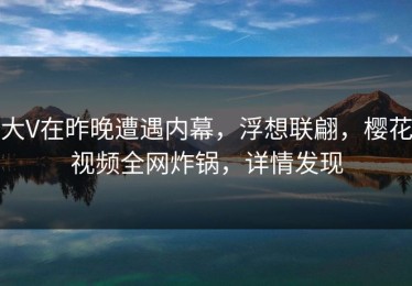 大V在昨晚遭遇内幕，浮想联翩，樱花视频全网炸锅，详情发现
