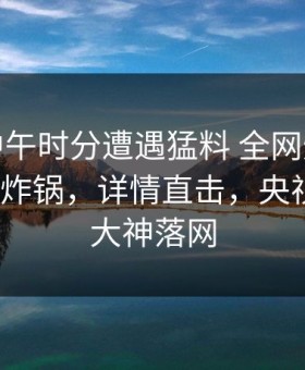 大V在中午时分遭遇猛料 全网炸裂，91网全网炸锅，详情直击，央视播出91大神落网