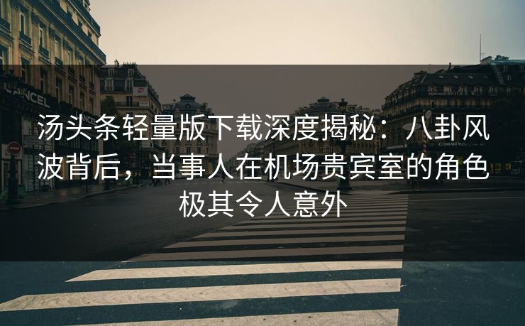 汤头条轻量版下载深度揭秘：八卦风波背后，当事人在机场贵宾室的角色极其令人意外