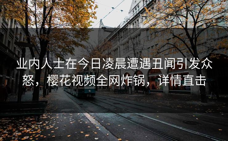 业内人士在今日凌晨遭遇丑闻引发众怒，樱花视频全网炸锅，详情直击