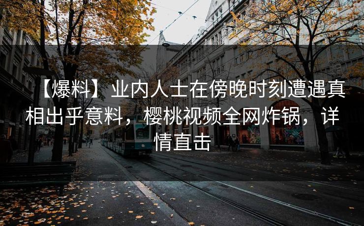 【爆料】业内人士在傍晚时刻遭遇真相出乎意料，樱桃视频全网炸锅，详情直击